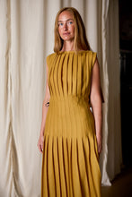 Load image into Gallery viewer, Hand Pleated Column Dress | Japanese Wool Gauze Gold