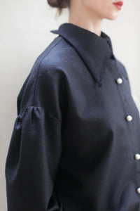 Poet Shirt - Japanese Wool Gauze | Black