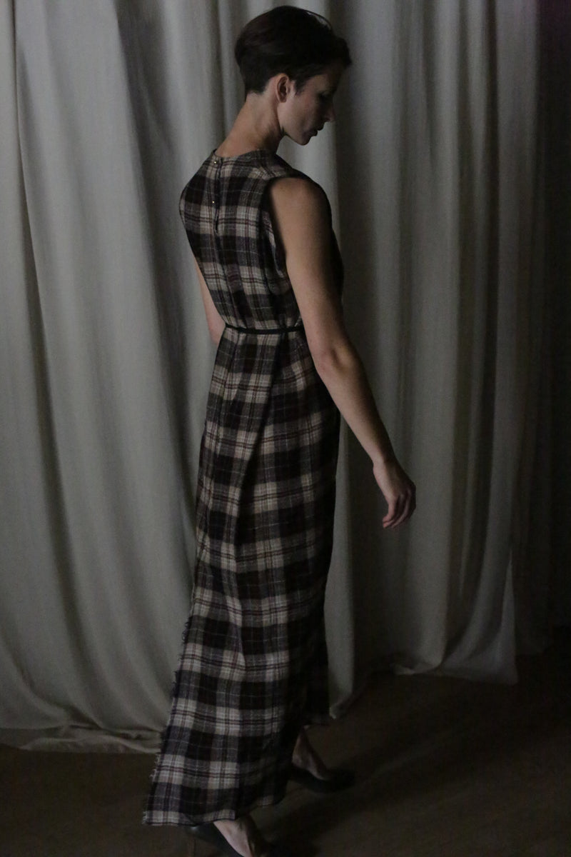 ワンピース mintFUMIKA_UCHIDA GAUZE PLAID DRESS Rosi Dress in Cinnamon Tartan | Boho Plaid Maxi Dress| Joyfolie
