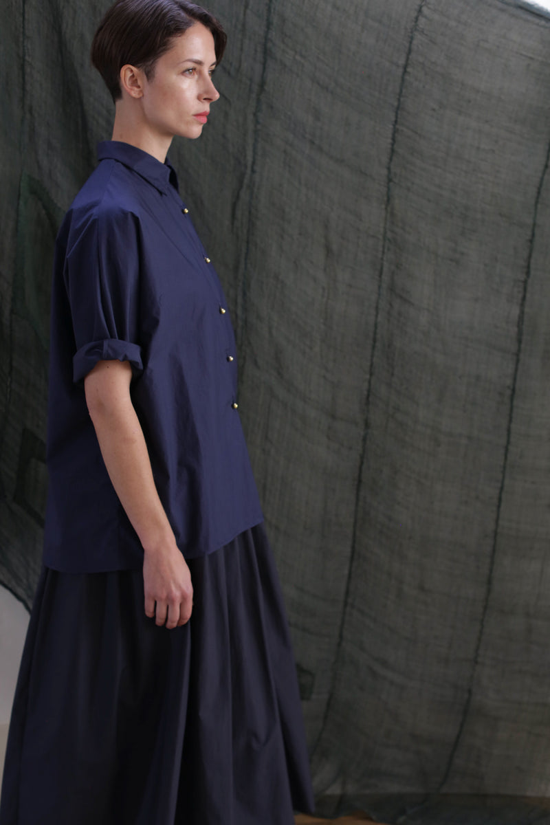 Work Shirt | Typewriter Cotton Navy – Lan Jaenicke