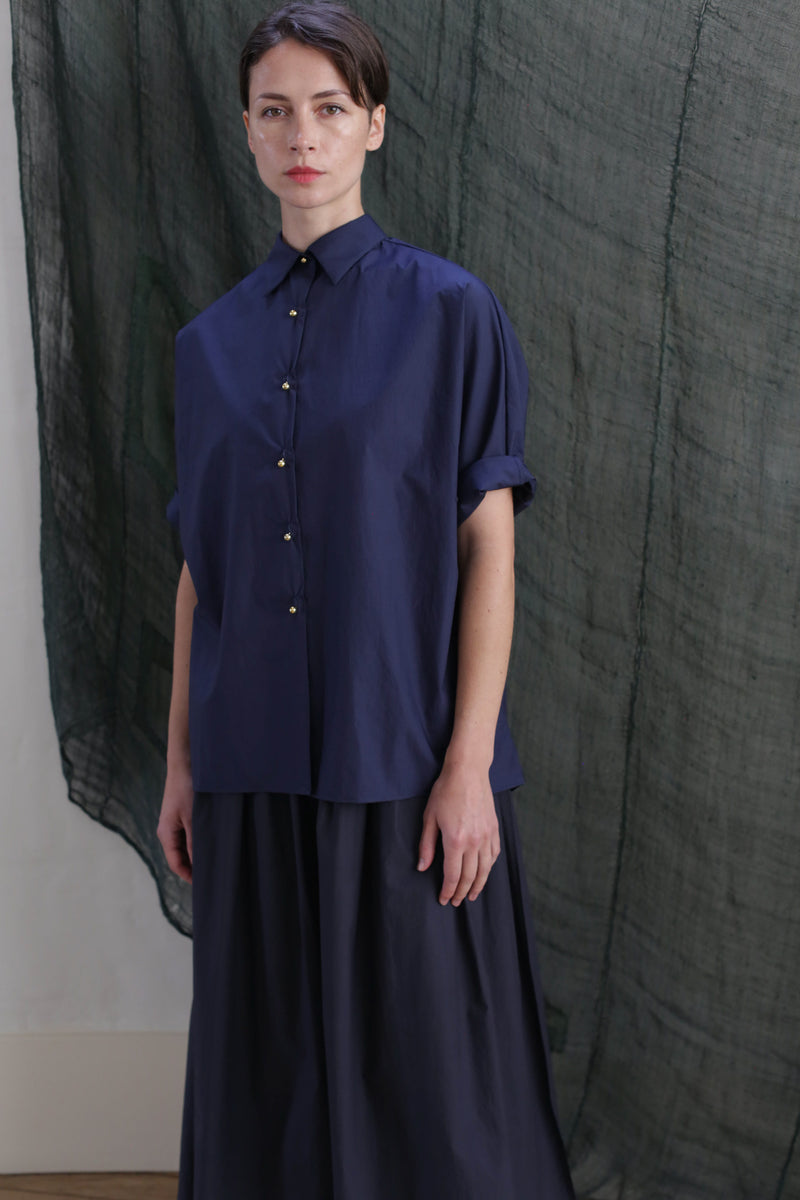 Work Shirt | Typewriter Cotton Navy – Lan Jaenicke
