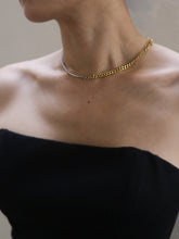 Load image into Gallery viewer, 14k Cuban Chain with Half Diamond Tennis Necklace