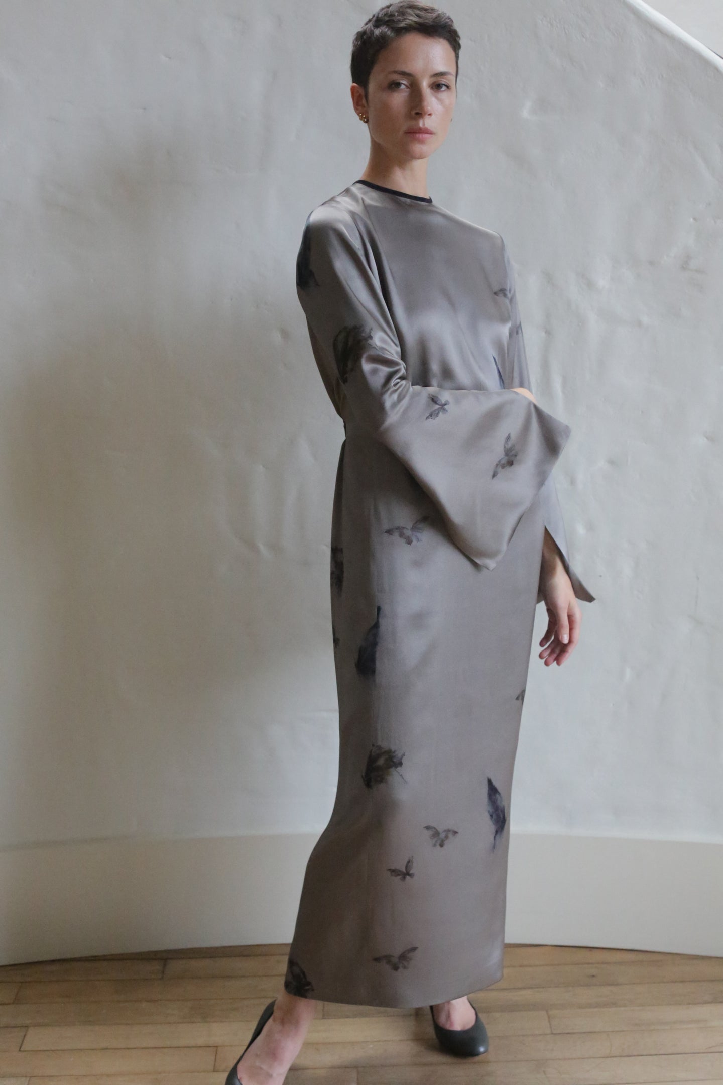 silk butterfly dress Aurelia Butterfly Printed Silk Slip DressAZURIERA