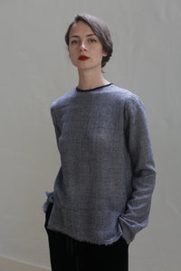 Crewneck shirt - Japanese Wool Gauze | BW Houndstooth