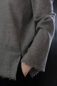 Crewneck shirt - Japanese Wool Gauze | Brown Houndstooth