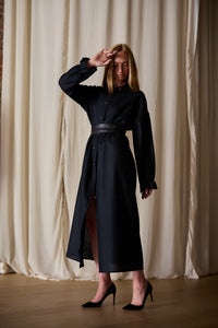 Dress Coat | Japanese Wool Gauze Black Lan Jaenicke Dress Coat | Japanese Wool Gauze Black Lan Jaenicke