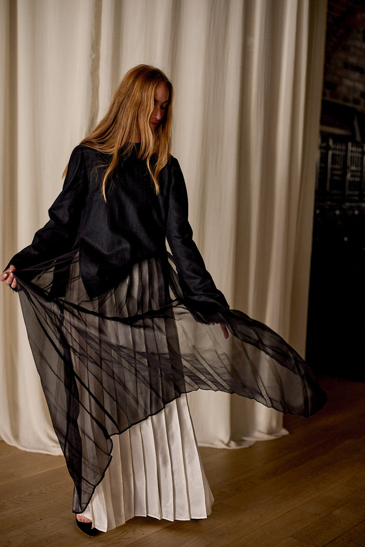 Hand Pleated Wrap Skirt | Silk Organza