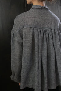 Poet Shirt - Japanese Wool Gauze | BW Houndstooth