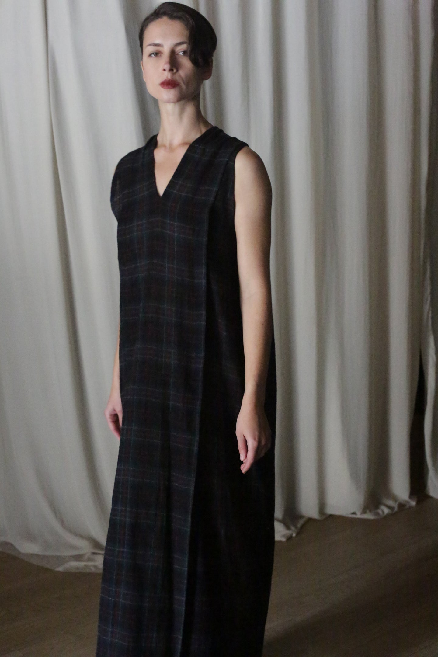 The Winter Dress | Japanese Wool Gauze Forest Plaid