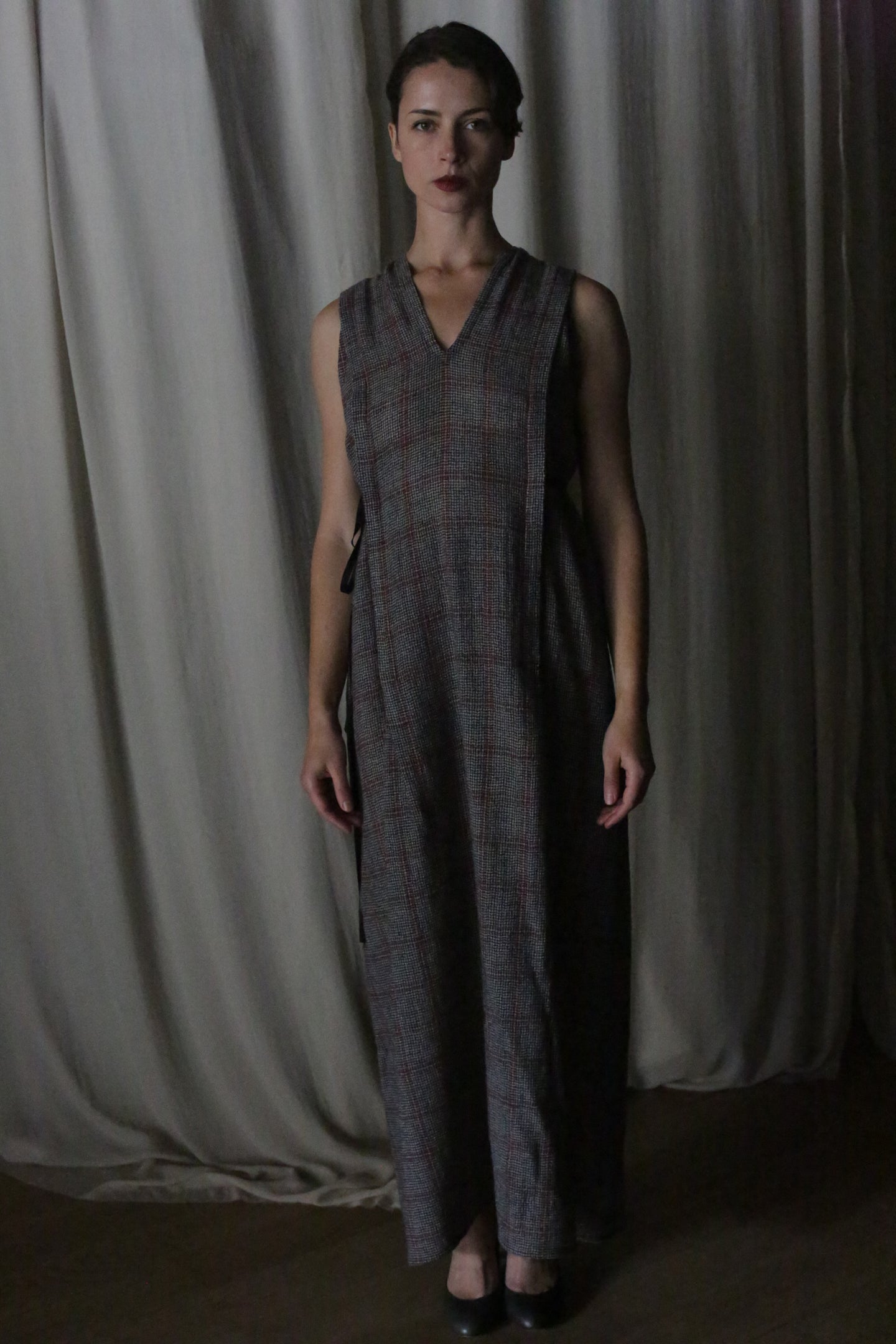 The Winter Dress | Japanese Wool Gauze Grey Plaid