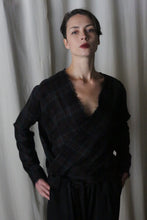 Load image into Gallery viewer, X Blouse With Sleeves | Japanese Wool Gauze Forest Plaid