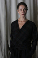 Load image into Gallery viewer, X Blouse With Sleeves | Japanese Wool Gauze Forest Plaid