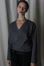 Load image into Gallery viewer, X Blouse With Sleeves | Brushed Cotton Blue Herringbone