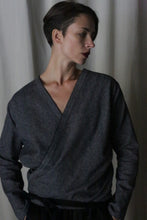 Load image into Gallery viewer, X Blouse With Sleeves | Brushed Cotton Blue Herringbone