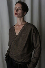 Load image into Gallery viewer, X Blouse With Sleeves | Brushed Cotton Brown Herringbone