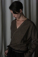 Load image into Gallery viewer, X Blouse With Sleeves | Brushed Cotton Brown Herringbone