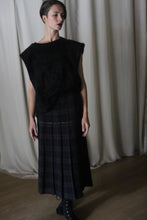 Load image into Gallery viewer, Hand Pleated Wrap Skirt | Japanese Wool Gauze Forest Plaid