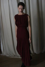 Load image into Gallery viewer, Hand Pleated Column Dress | Japanese Wool Gauze Wine