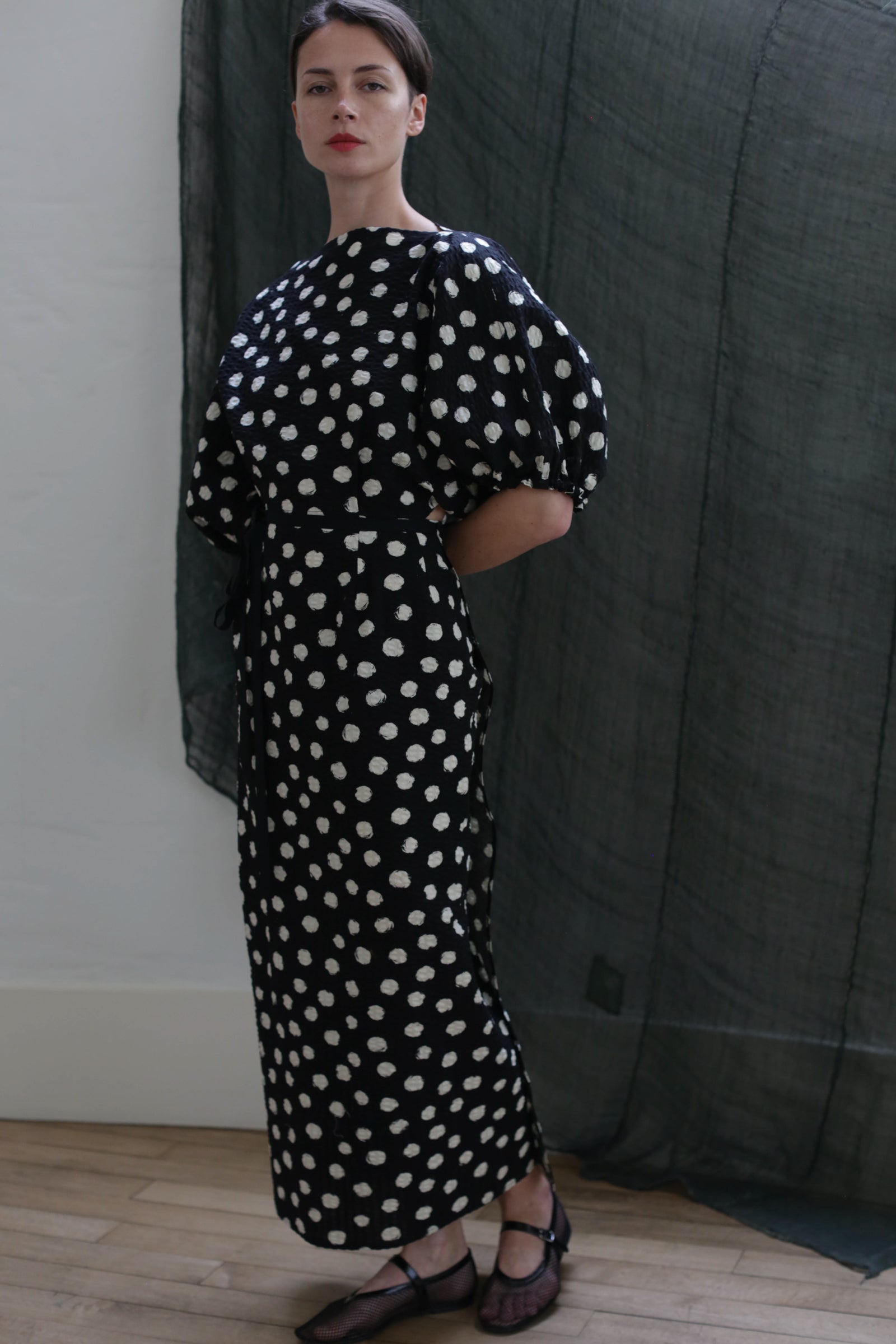 Kimono Dress | Polkadot Seersucker Black – Lan Jaenicke