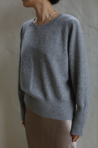 Raglan Crewneck Cashmere Sweater | Grey