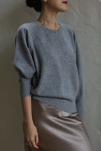 Load image into Gallery viewer, Raglan Crewneck Cashmere Sweater | Grey