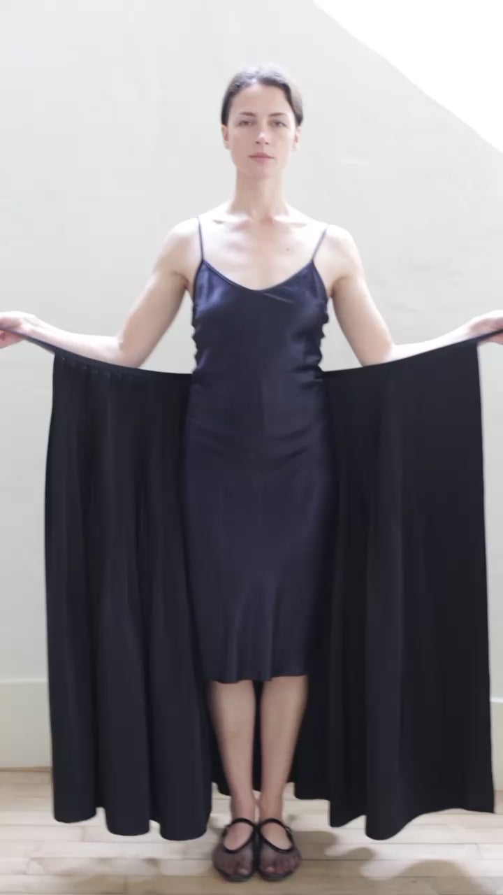 Hand Pleated Column Wrap Skirt | Silk Charmeuse Butter