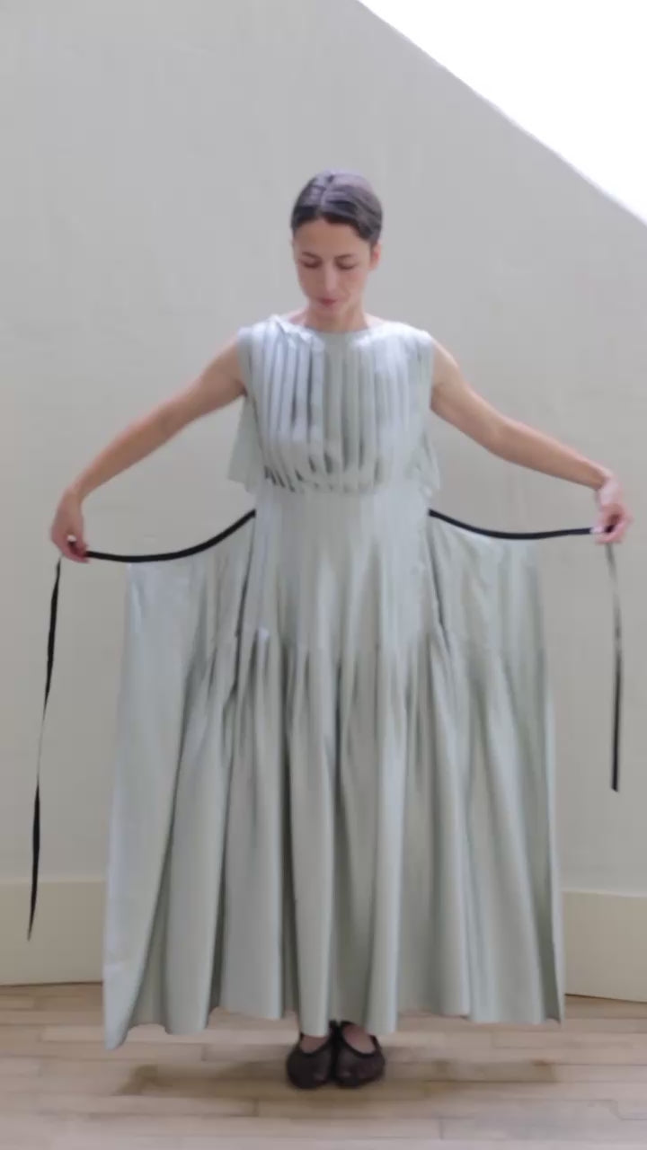 Hand Pleated Column Dress | LJ X CL Printed Silk
