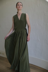 Silk Crepe Wrap Dress | Olive