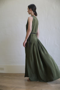 Silk Crepe Wrap Dress | Olive