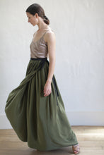 Load image into Gallery viewer, Silk Pleated Long Wrap Skirt | Olive
