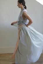 Load image into Gallery viewer, Silk Reversible Pleated Long Wrap Skirt | Celadon/Blush