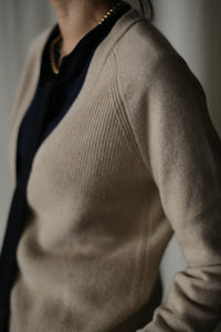 Cashmere Ribbed Knit Cardigan
