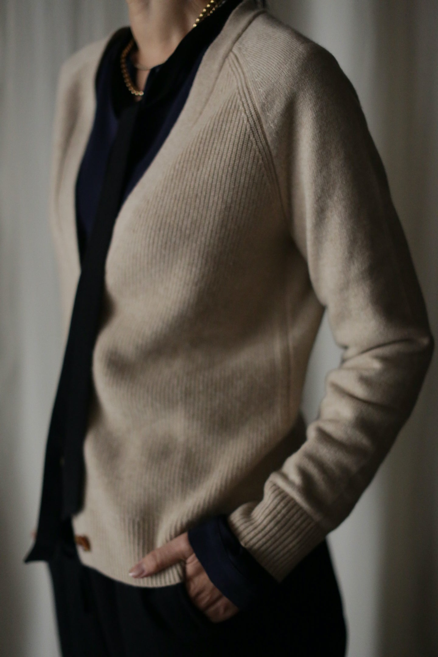 Cashmere Ribbed Knit Cardigan