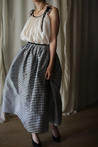 Dupioni Wrap Skirt | B/W Gingham