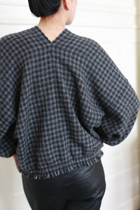 Cashmere House Cardi | Charcoal Houndstooth