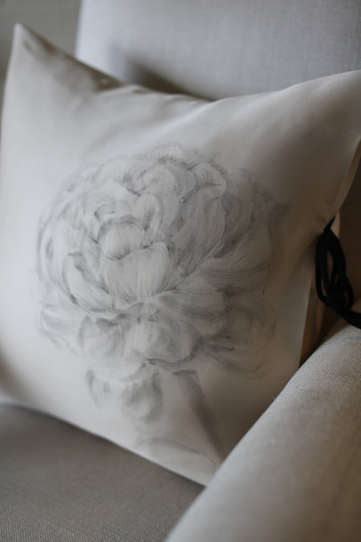 Hand Painted Silk Organza Pillow Cover