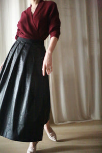 Waxed Linen Pleated Wrap Skirt