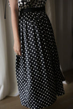 Load image into Gallery viewer, Charmeuse Pleated Wrap Skirt | B/W Polkadot