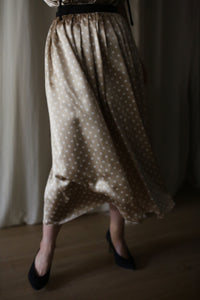 Charmeuse Pleated Wrap Skirt | Ivory Polkadot