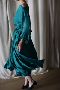 Georgette Pleated Wrap Skirt | Royal Jade