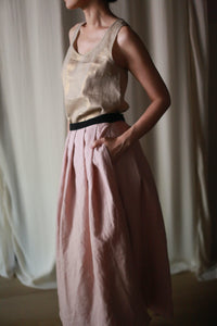 Linen Pleated Wrap Skirt